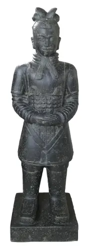 Product image of the product “Chinese warrior, standing, 150 cm height, cast stone, handcrafted & coloured 150 cm”